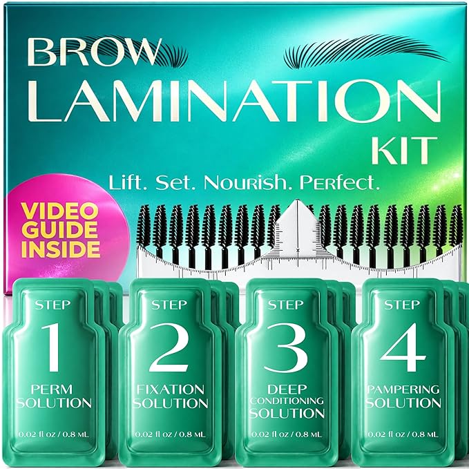Brow Lamination Kit – 5 Applications DIY At Home, Professional Eyebrow Lamination Kit with 5 Step System, Eyebrow Lift Kit, Long Lasting Brow Perm Kit, Brow Shaping & Mapping Set for Women