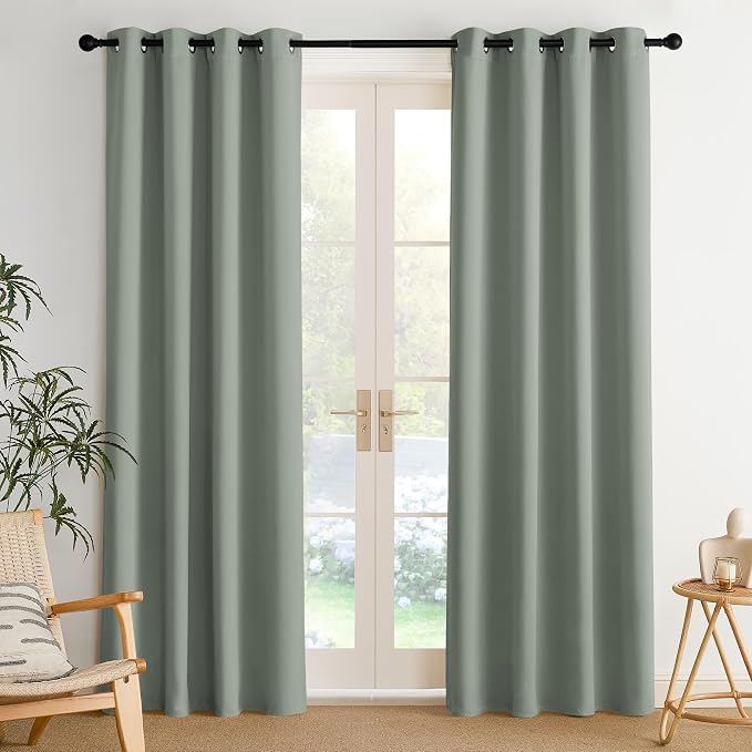 NICETOWN Room Darkening Draperies Curtains Panels, 2 Panels Sage Green W52 x L84