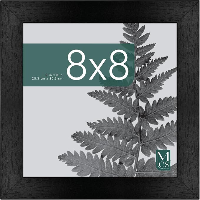 MCS Studio Gallery 8x8 Picture Frame Black Woodgrain Engineered Wood, Wall Hanging & Easel for Tapletop Display, Square Photo Frame for Photos, Posters & Art Prints (1-Pack)