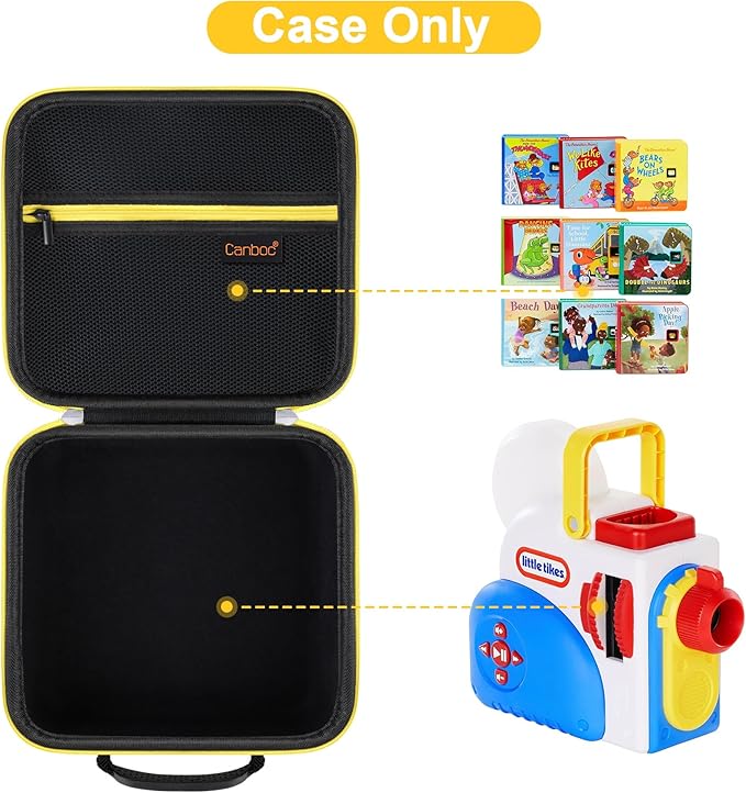 Canboc Carrying Case for Little Tikes Story Dream Machine Books Starter Set, Kids Toys Storage Box for Little Tikes for Storybook, Audio Play, Character, Black+Black (Case Only)