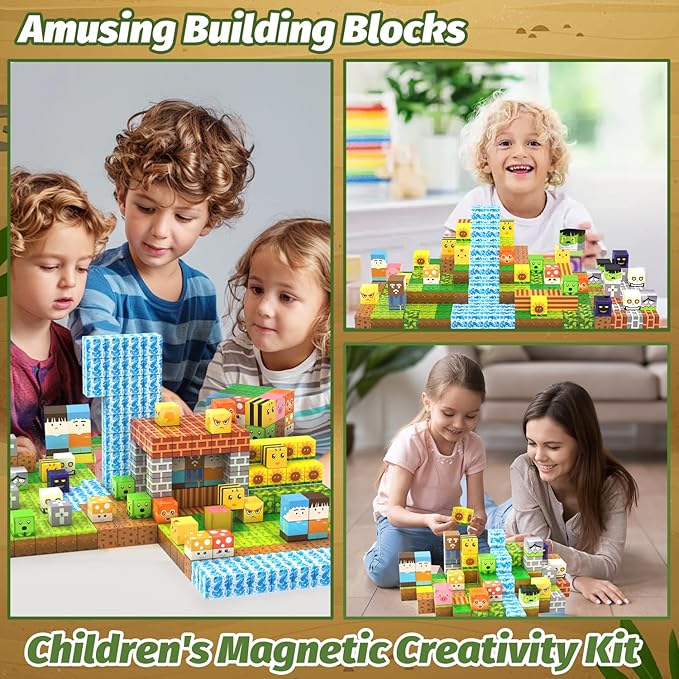 Magnetic Blocks Building Toys for Kids, 100PCS 1inch Magnet Cubes with Zombie Theme, Stacking Magnet Construction Tiles Toy Birthday Gifts for Boys Girls Age 3+ Years Old.