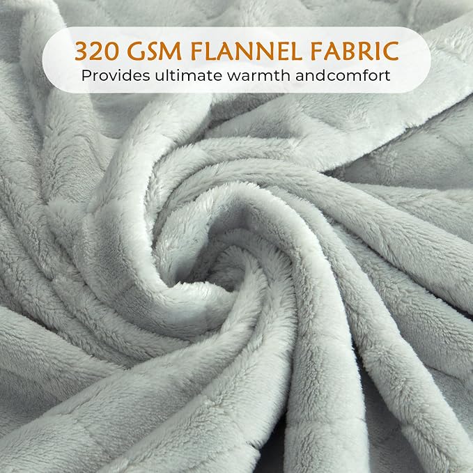 Fleece Blanket Super Soft Cozy Throw Blanket 50" x 60", Lightweight Fuzzy Comfy Textured Flannel Blanket Warm Plush Throw Blankets for Couch, Sofa, Bed, Mirage Gray