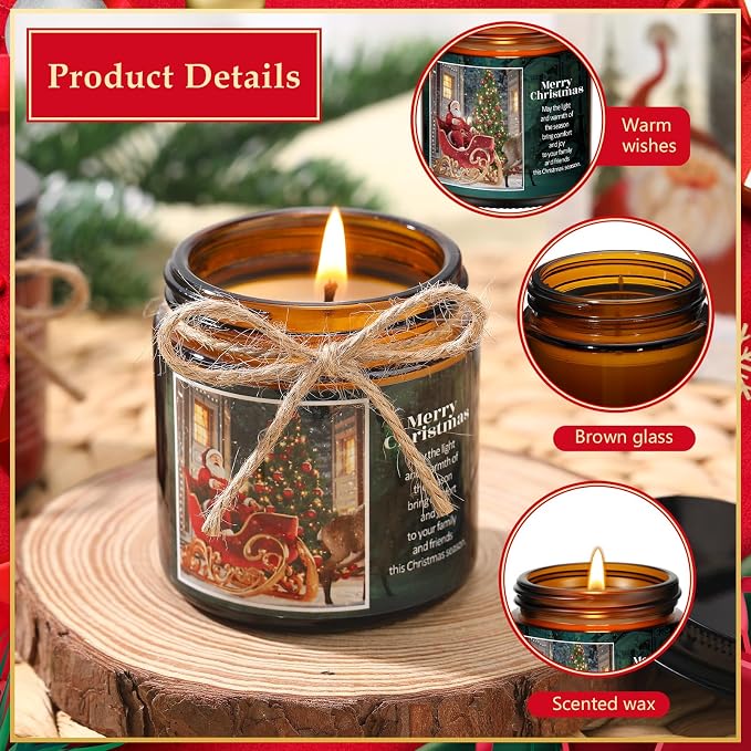 MTLEE 6 Pcs Christmas Candles Gifts Bulk Scented Candle Jars for Coworkers Women Aromatherapy Candles for Home Xmas Birthday Gifts Yoga(Retro Style)