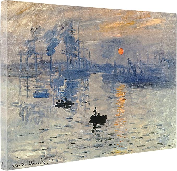 Niwo ART - Impression Sunrise, World's Most Famous Paintings Series, Canvas Wall Art Home Decor, Gallery Wrapped, Stretched, Framed Ready to Hang (16"x12"x3/4")