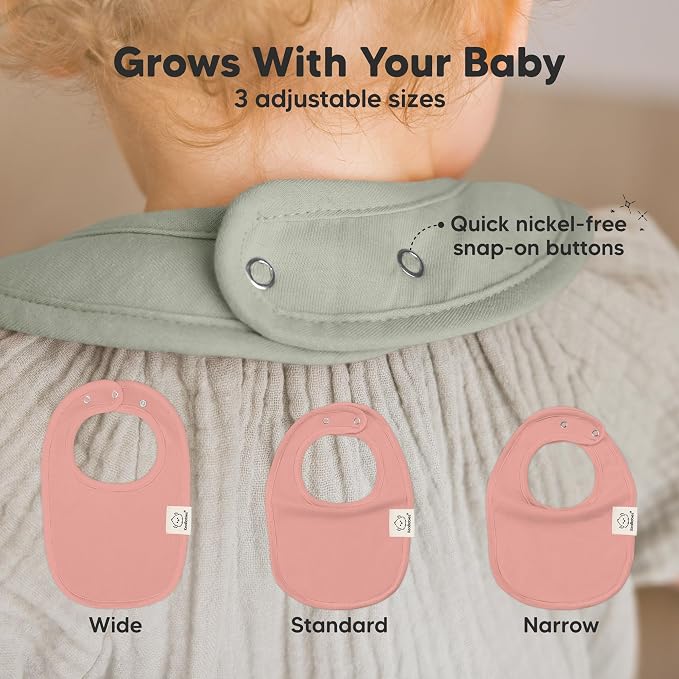 KeaBabies 8-Pack Organic Baby Bibs for Drooling and Teething - Soft Cotton Bibs for Baby Girl, Boy, Extra Absorbent, Easy to Clean & Put On for Toddler, Newborn, Infant 0-24 Months (Muted Pastel)