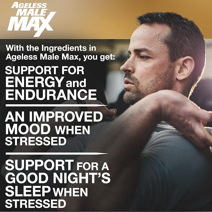 Ageless Male Max Chewable Nitric Oxide Booster Supplement for Men – High Potency Ashwagandha Extract to Boost Workouts, Muscle & Performance, Reduce Stress, Support Sleep - 100 Count