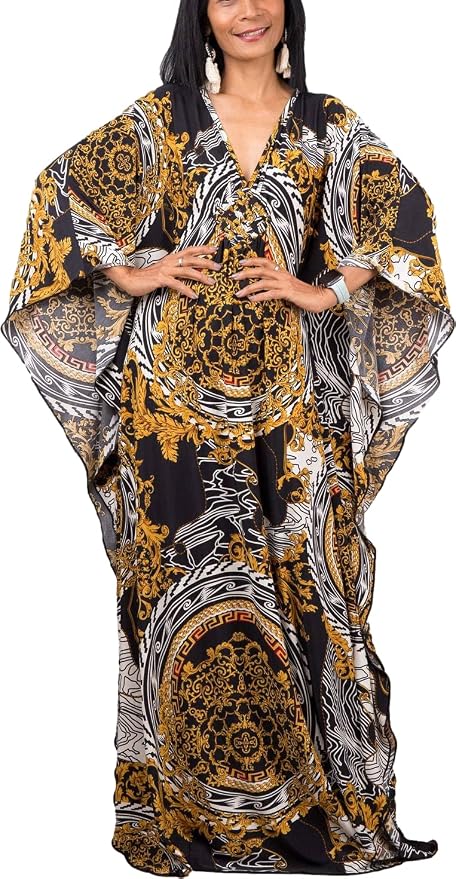 Venasha Womens Caftan Floral Print Kaftan Dress Short Sleeve Swimsuit Cover up Loungewear for Summer