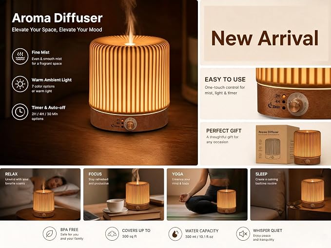 Ceramic Essential Oil Diffusers,Small Cute for Office, Home for Aromatherapy,Bedroom Humidifier Air Fragrance,Room Scent, Smell,Light Decor para Casa De Essentials Aesthetic Aroma (B)