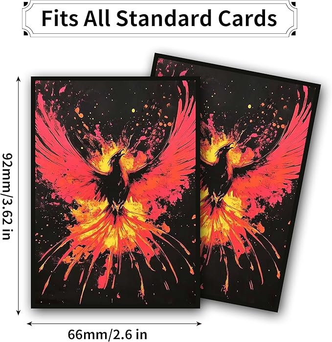 MTG Card Sleeves, Ultra Clear Front & Matte Finish Back, 100 Count Standard Size Matte Art Sleeve for Magic The Gathering (Phoenix)