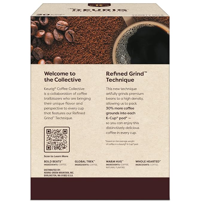 Keurig Coffee Collective Variety Pack, Bold Beats, Global Trek, Warm Hug, Whole Hearted, Single Serve Keurig K-Cup Pods, 20 Count