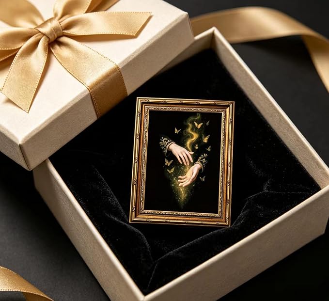 Vintage Gold Framed Canvas Wall Art Gothic Dark Academia Painting Picture Wall Decor Magic Hands Butterfly Poster Print Artwork for Living Room Bedroom Bathroom Office Home Decoration
