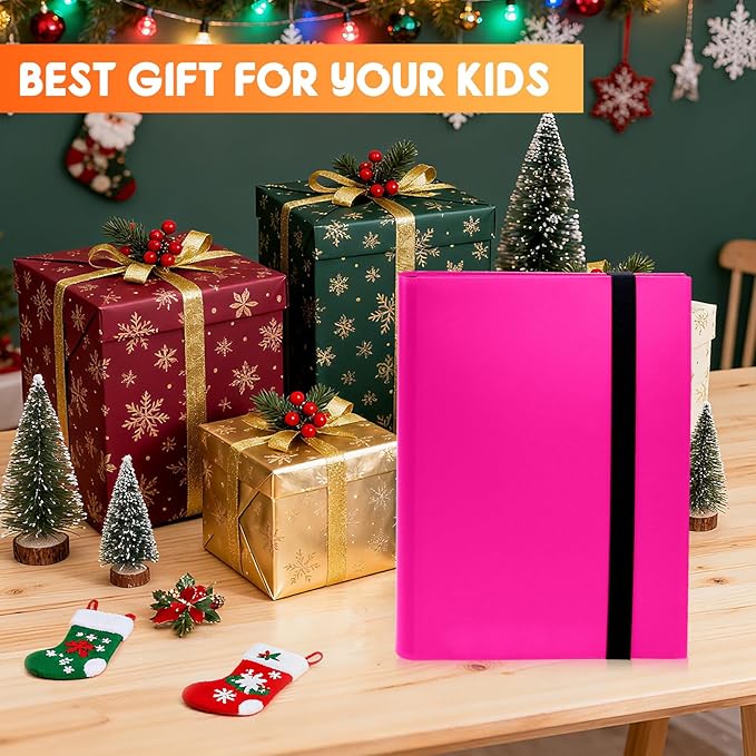 Card Binder 9 Pocket, PP Cover Trading Card Binder for 360 Cards, Sturdy Card Collection Album, Card Holder Folders for MTG, TCG, Game Cards & Sports Cards,Rose Red