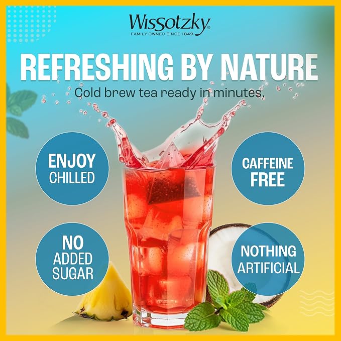 Wissotzky Cold Breeze Variety Pack, Cold Brew Iced Tea (54 Tea Bags) | Caffeine-Free | Herbal Tea | Kosher | Cold Water Brewing