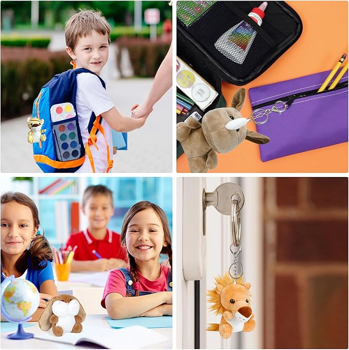 Arrozon 12 Pcs Small Stuffed Animals Bulk, 4.5 Inch Mini Stuffed Animals, Keychain Plush Toys for Kids, Stocking Stuffers, Carnival Prizes, Classroom Treasure Box, Claw Machine Filler, Pinata Stuffers