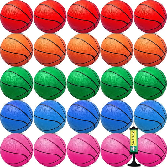 Oleitodh 30Pcs 7" Mini Basketball Balls Bulk PVC Small Basketballs for Over The Door Basketball Hoop Games Party Favors Indoor Outdoor Play Adults Kids Pool Beach Colorful