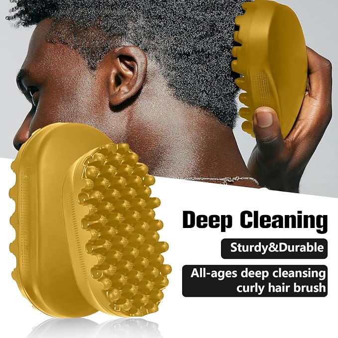 Rubber Curling Hair Brush，Premium Twist Tool for Afro Hair，Ideal for Curly, Coiled, 4C Hair，Quick & Easy Styling，Golden