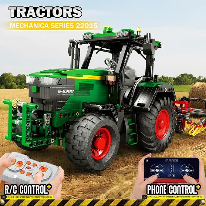 Tractor Building Blocks Set 22015, APP Remote Control Construction Toy Vehicle Model Kit for Adult, Farm Technic Truck Model Kit, Gifts for Kids 14+