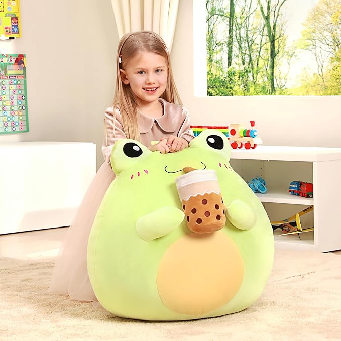 Original 21.5-inch Jumbo Frog Plush Pillow Stuffed Animal Toy,Giant Big Size Cute Soft Toys Cuddle Plushie,Gift for Kids Girls Children