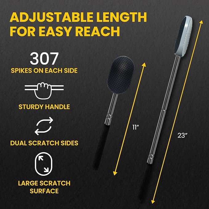 The Ultimate Extendable Back Scratcher, Scalp and Back Massager, & Exfoliator Gifts for Men and Women Double-Sided Itch Reliever, Expandable Scratch Large Surface, Delivers A Deep Soothing Scratch