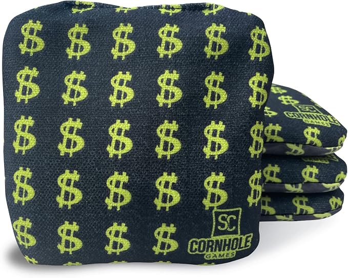Professional Dual Sided Cornhole Bags- 16 oz 6x6 w/Premium Resin Fill - Official Tournament Slide/Stick Pro Bean Bags - Regulation/Approved