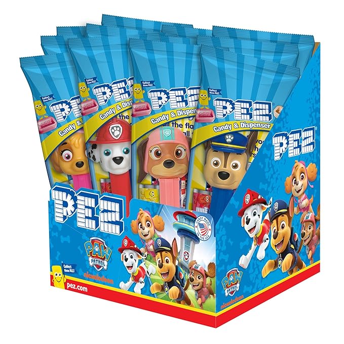 PEZ Candy Paw Patrol Dispensers (Individually Wrapped Candy Dispensers each with Two Candy Refills)12 Count, Assorted Fruit