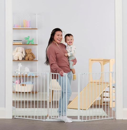 Regalo 76 Inch Super Wide Configurable Baby Gate, Includes 4 Pack of Wall Mounts and Hardware, White