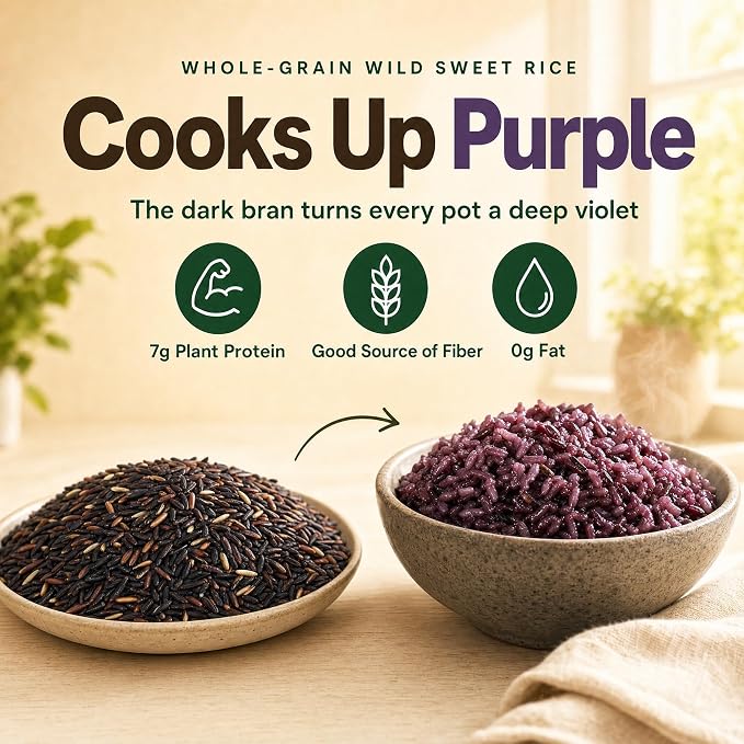Jayone Wild Sweet Rice, 4 lb, Black Glutinous Rice, Black Sweet Rice, Purple Sticky Rice for Multigrain Rice, Porridge, Desserts, and Everyday Cooking