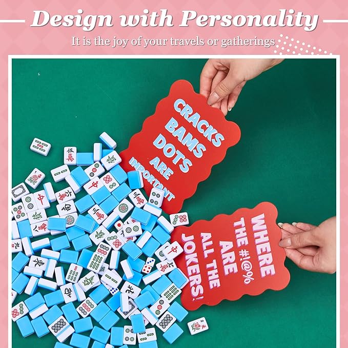 Soulchen 2 Pcs Mahjong Tile Mixer Shufflers for Mixing and Shuffling Tiles Plastic Mahjong Accessories Gifts for Lovers Games Decorative Wavy Edge & Printed Design (Red Style)