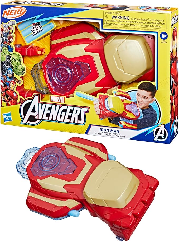 Marvel Avengers Iron Man Arc Blaster Roleplay Toy with 3 NERF Darts, Super Hero Toys for Kids Ages 5+