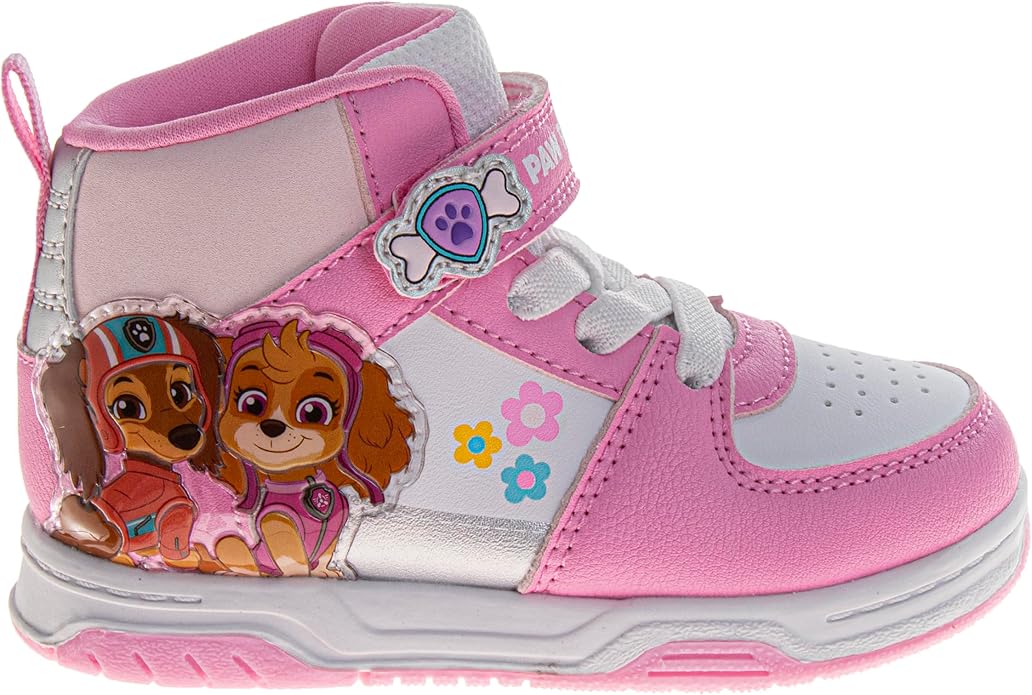 Josmo Girls High Top Sneakers Minnie Mouse Frozen Elsa Anna Paw Patrol Skye Lilo & Stitch Moana Character Shoes for Girls Size Toddler to Little Kid