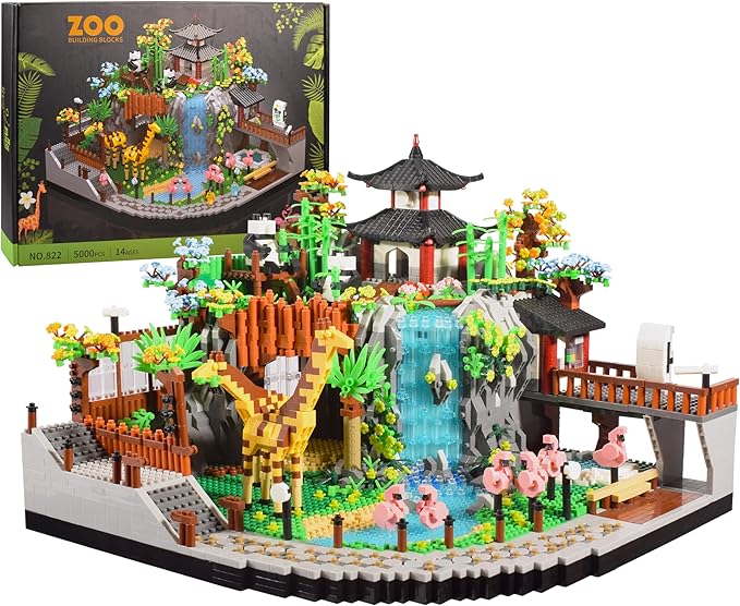 Animal Zoo Micro Mini Building Blocks Model Set with Giraffe Panda Flamingo, Creative Animal World Toys Gifts for Adult and Age of 14+ 5000PCS