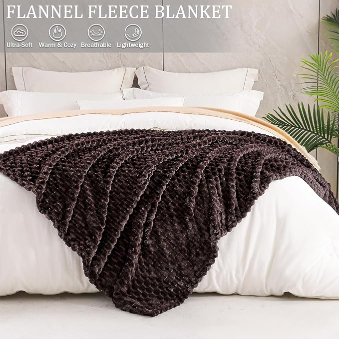 Exclusivo Mezcla Large 3D Fleece Throw Blanket for Couch, Coffee | Extra Soft Fuzzy Plush Lightweight Throws, Cozy Fluffy Decorative Blankets for All Seasons, 50x70 Inches