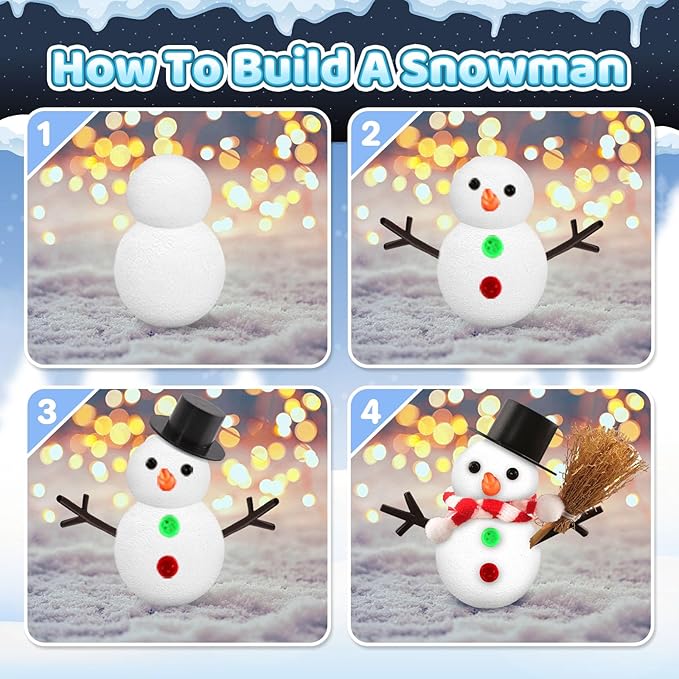 Shemira DIY Snowman Kit - Christmas Crafts for Kids, Modeling Air Dry Clay, DIY Christmas Ornaments, Party Favors & Stocking Stuffers
