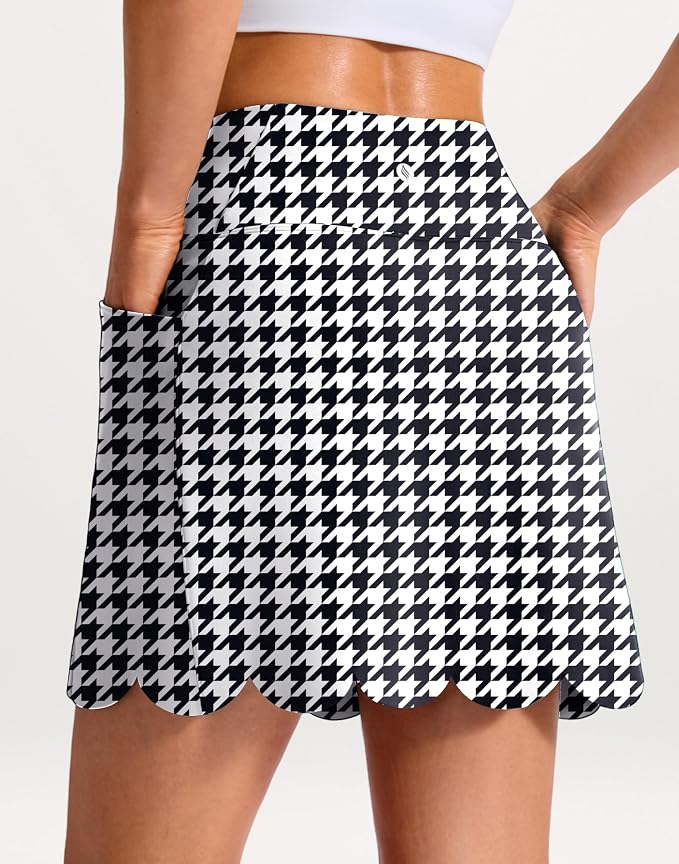 16" Skorts for Women with 4 Pockets High Waisted Scalloped Hem Athletic Tennis Skirt Golf Skort Dressy Casual