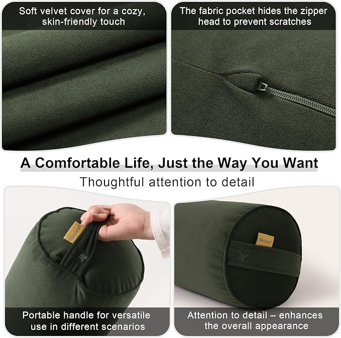 Body Pillow for Adults,Long Round Pillow,Big Cylindrical Pillow,Large Full Bolster Pillows for Side Sleepers (Jade Green, 39.37"*7.87")