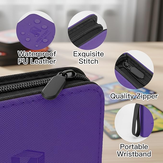 Trading Card Binder, Mini 1-Pocket Trading Card Binder with 20 Pages, Portable Card Album Holds 40 Cards for TCG, MTG, Sports Cards & Game Cards etc(Purple)