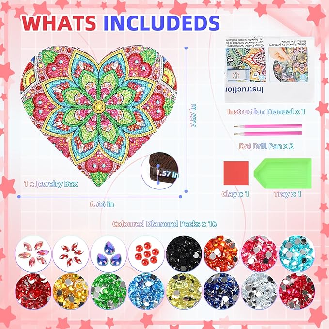 Diakud Diamond Painting Kit for Kids Ages 8-12 Jewellery Box Arts and Crafts Toys for 7 8 9 10 11 12 13 Year Old Girls 8-10 Years Old Birthday Gifts Ideas Craft Activities for Teen Girl Age 6-8