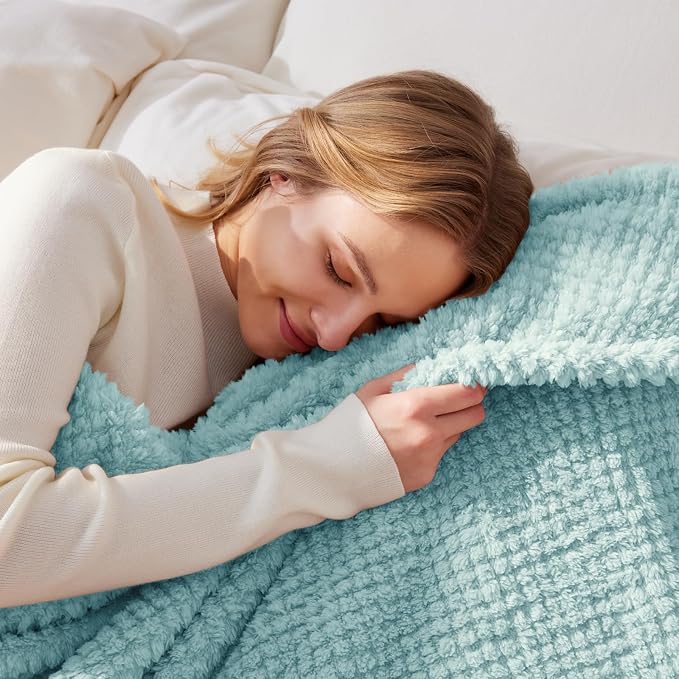 Whale Flotilla Soft Fleece King Size Bed Blanket, Light Blue | 90x104 Inch, Suitable for Bed, Fluffy Fuzzy Jacquard Blankets for All Season, Lightweight and Cozy