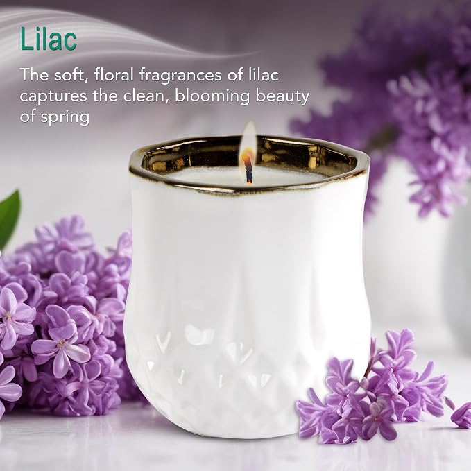 Hyggelight - The Growing Candle, Lilac Scented Aromatherapy Candles, 9oz Pot, 100% Soy, Astrid