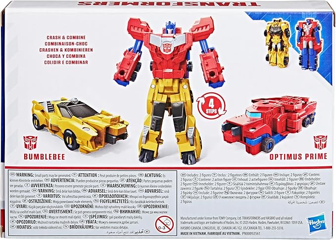 Transformers Crash & Combine Heroes, 3.75-Inch Converting Bumblebee and Optimus Prime Action Figures, Robot Toys for Kids 6 and Up (Amazon Exclusive)