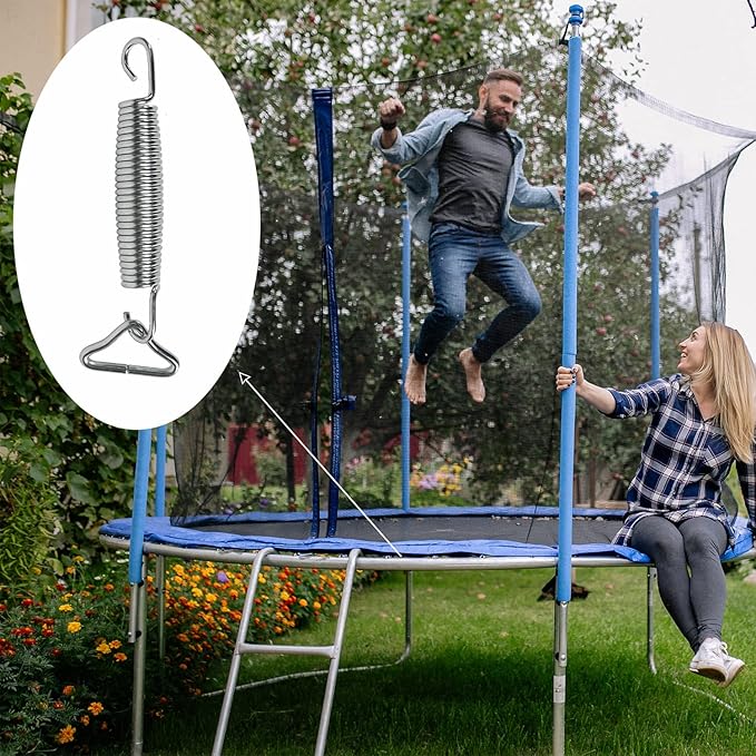 24 Pcs Replacement Trampoline Springs + 24 Pcs Triangle Ring Buckle + 1Pcs T Hook Heavy Duty Galvanized Steel Replacement Trampoline Springs 5.5 inch Universal Trampoline Accessories Silver-1