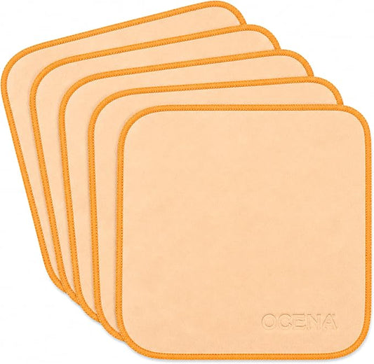 OCENA Women’s Pocket Sweat Towel Set for Face & Hands, 5-Pack Quick-Dry Microfiber Handkerchiefs, Small Gym Towel for Yoga, Pilates, Travel, 10 x 10 in, Sand Dune Beige