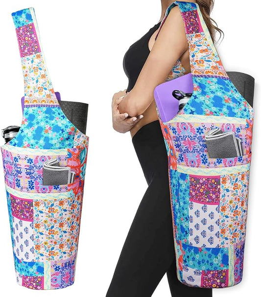 Yoga Mat Bag - Long Tote with Pockets - Holds More Yoga Accessories - Yoga Bag Fit Most Size Mats - Yoga Mat Carrier