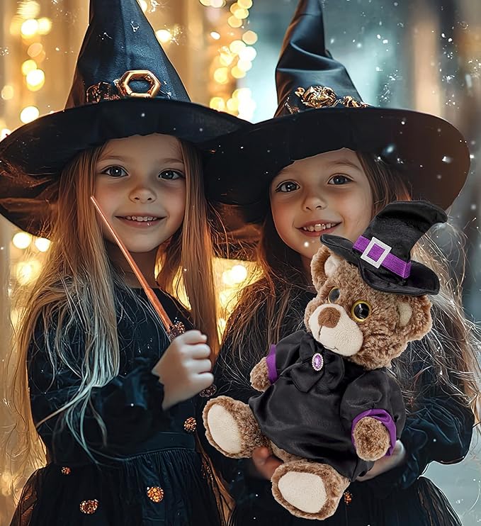 DolliBu Witch Stuffed Animal Dress Up Set - Halloween Costume Outfit with Hat and Dress - Spooky Pretend Play Accessories for Teddy Bears – Large for 8 to 10 Inch Plush Toys