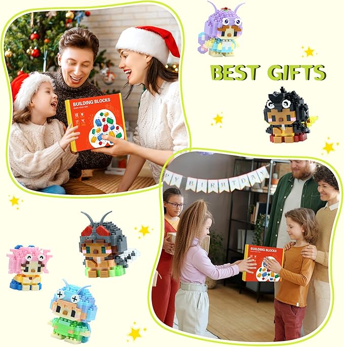 12 Pack Mini Building Blocks, Building Toys Set or Kids, Toy Building Sets, Mini Building Block Sets for Boys or Girls 6+ (Insects)