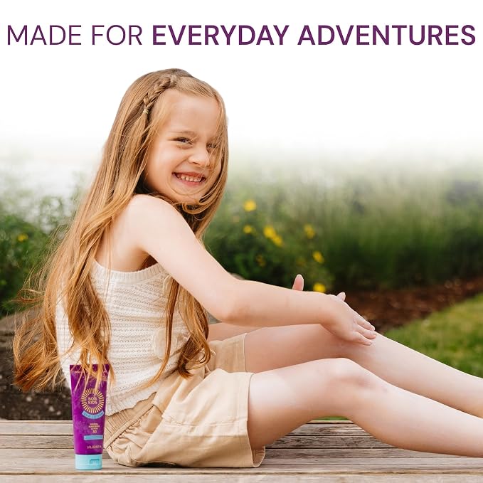 Brush On Block - Sunscreen for Kids & Baby - BOB KIDS Mineral SPF 30 Lotion - 22% Zinc Oxide, No White Cast, Reef Safe - Non Toxic Sunblock with Coconut Oil - Sensitive Skin Face & Body 3oz