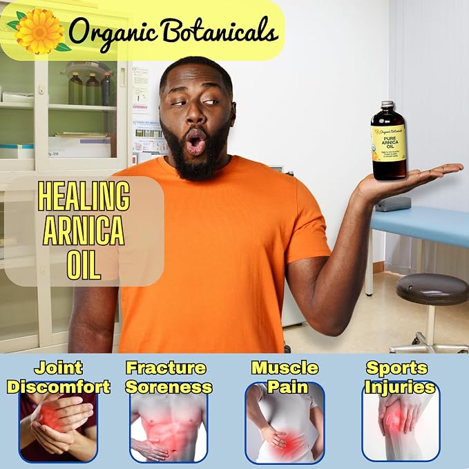 Arnica Oil - Pure Organic Muscle Discomfort Bottle - Arnica Montana Oil for Arthritis, Bruising & Swelling, Muscle, Joint Discomfort, and Sports Injuries, Arnica Massage Oil, 32 oz