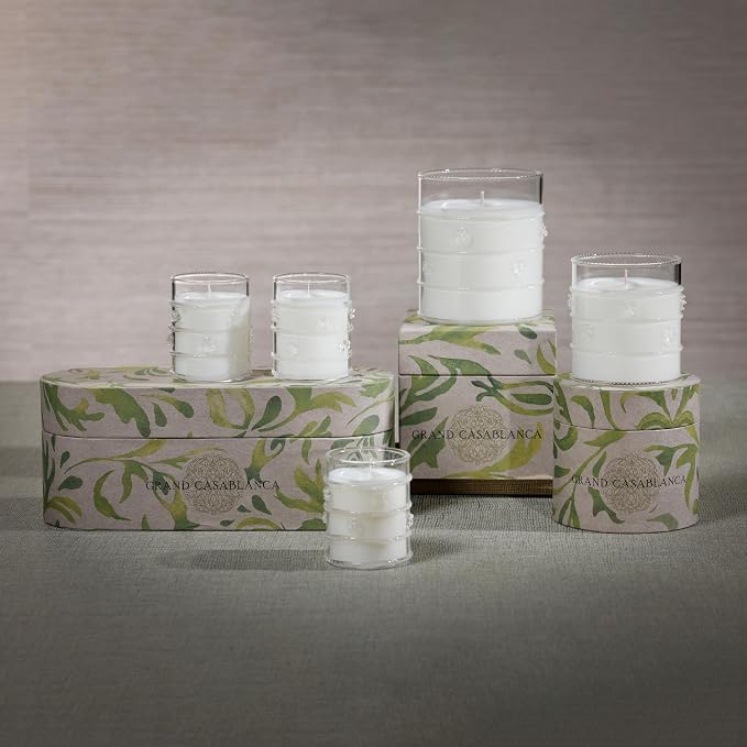 Zodax Grand Casablanca Glass Jar Scented Candle for Home Decor - Single-Wick Candle Ideal for Kitchen and Bathroom - Makes a Great Gift for Women and Men - Water Lotus - 12 Oz.