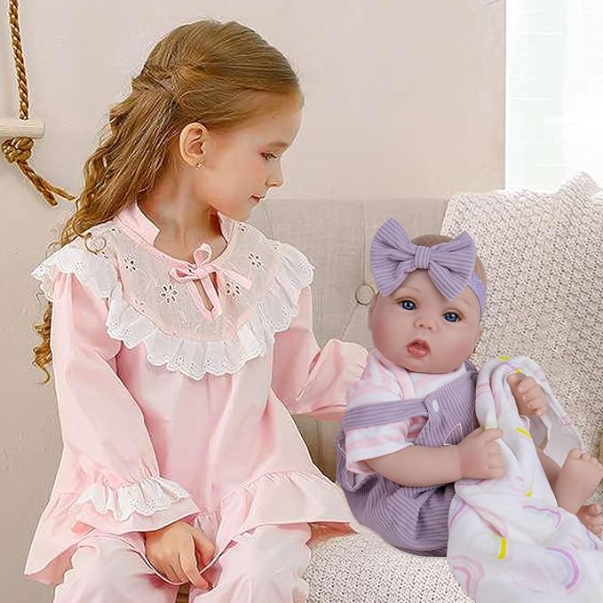 Milidool Lifelike Reborn Baby Dolls Girl-18 inch Realistic Newborn Baby Dolls, Soft Cloth Weighted Body with Feeding Toy, Gift for Kids Ages 3+