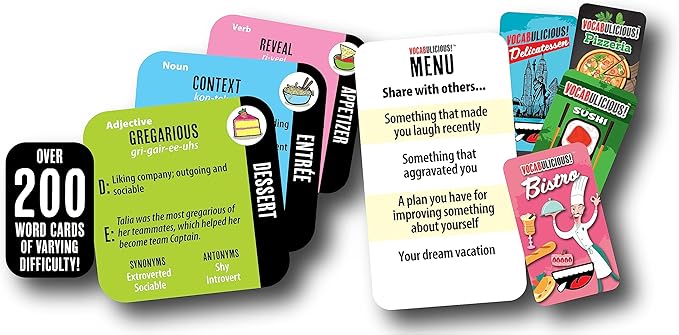 Semper Smart Games VOCABULICIOUS! The Vocabulary, Word and Conversation Game That Makes Mealtime More Meaningful.